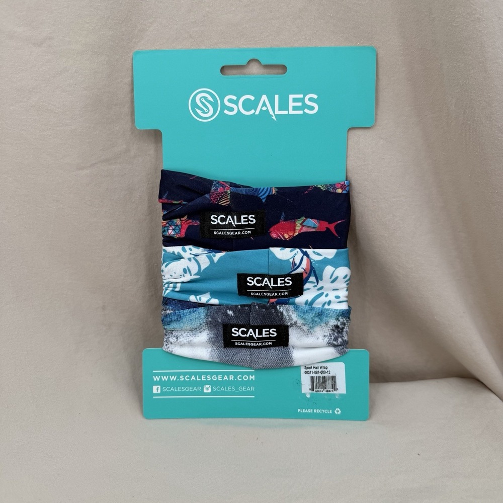 Scales Sport Hair Wraps Set of 3 Multicolor Fishing Athlete Running Ponytail - Picture 2 of 4